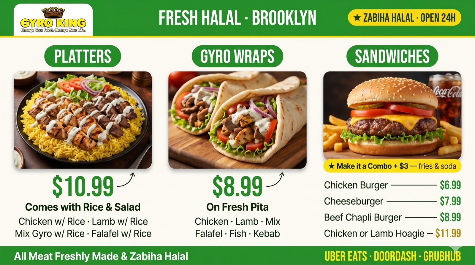 Gyro King tv menu boards